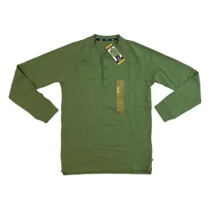 GAP Men's 100% Cotton Long Sleeve 3 Button Henley Shirt (Bronze Green, XL)