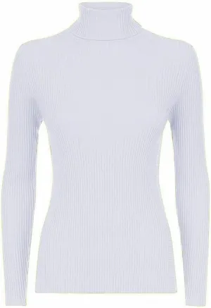Girls White Ribbed Polo Neck Knitted Longsleeve Jumper