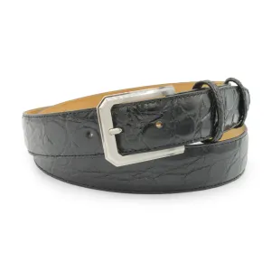 Glazed Black Genuine Crocodile Flank Belt