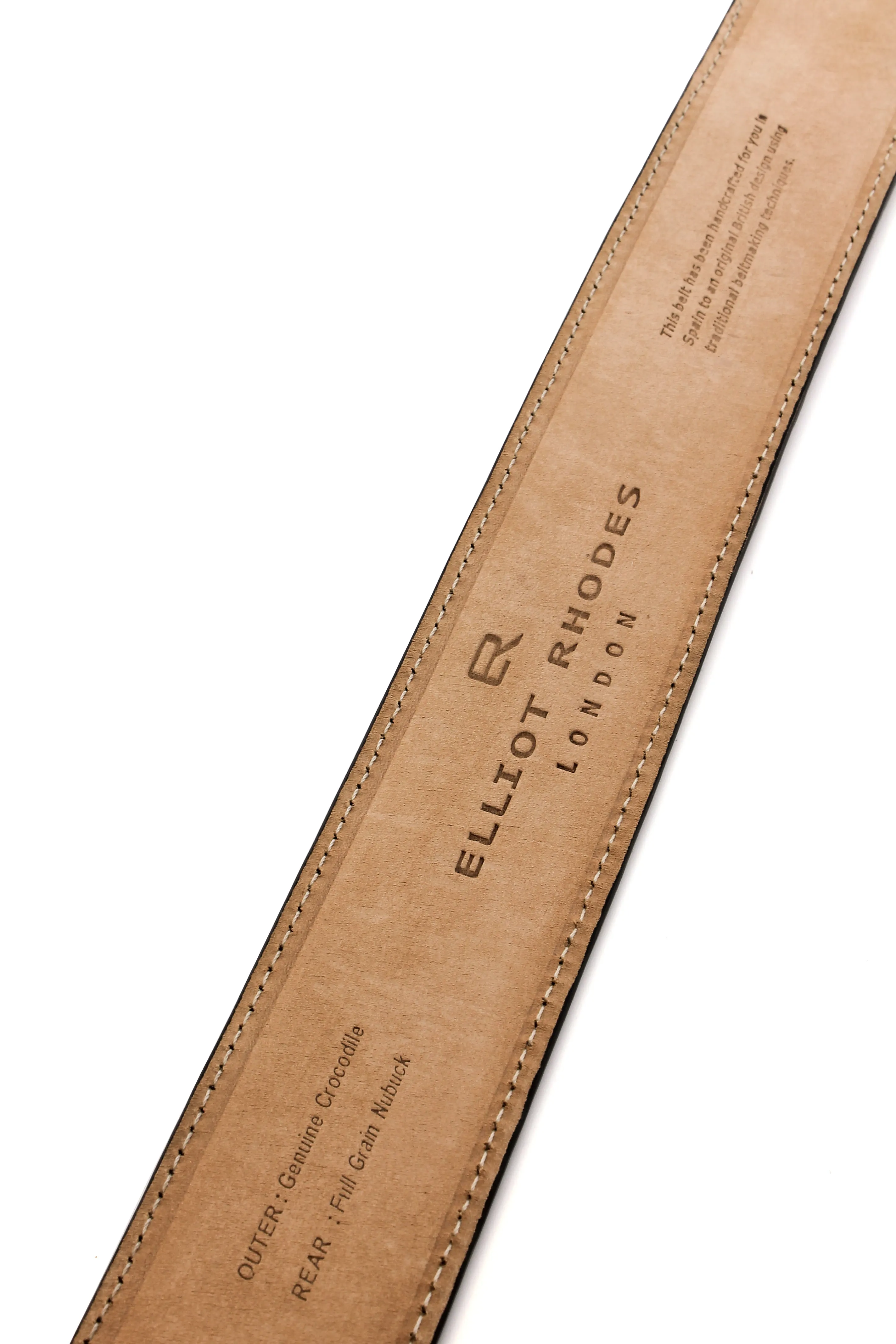 Glazed Black Genuine Crocodile Flank Belt