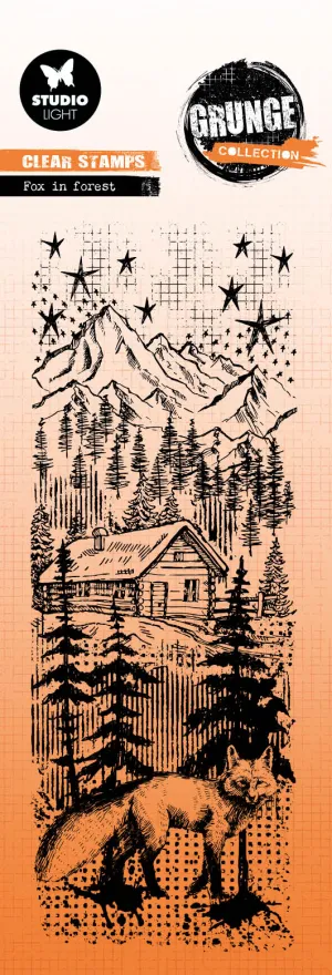 GR Clear Stamp Fox In Forest Grunge Collection 1 PC