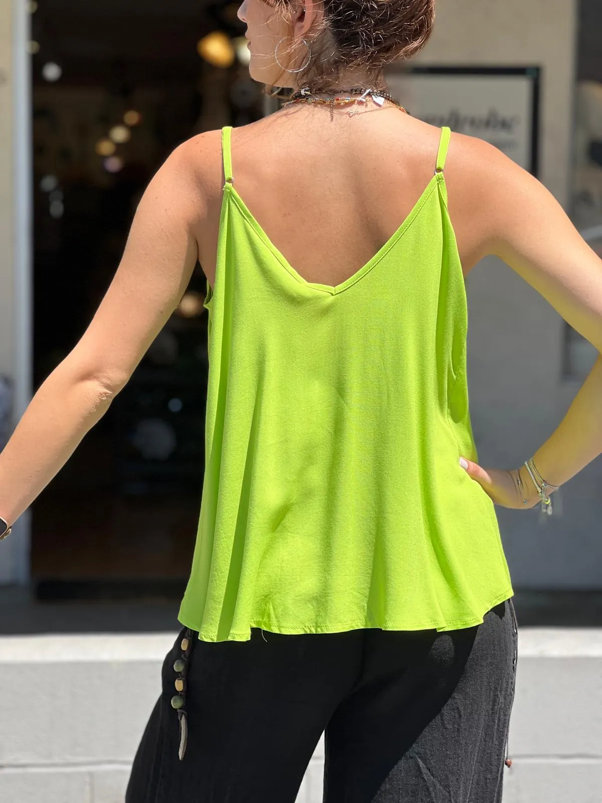 Green Viscose Tunic with Adjustable Strap