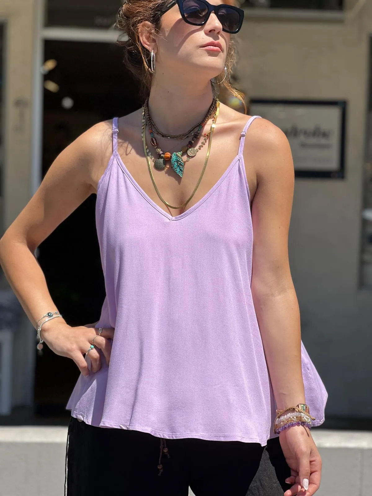 Green Viscose Tunic with Adjustable Strap