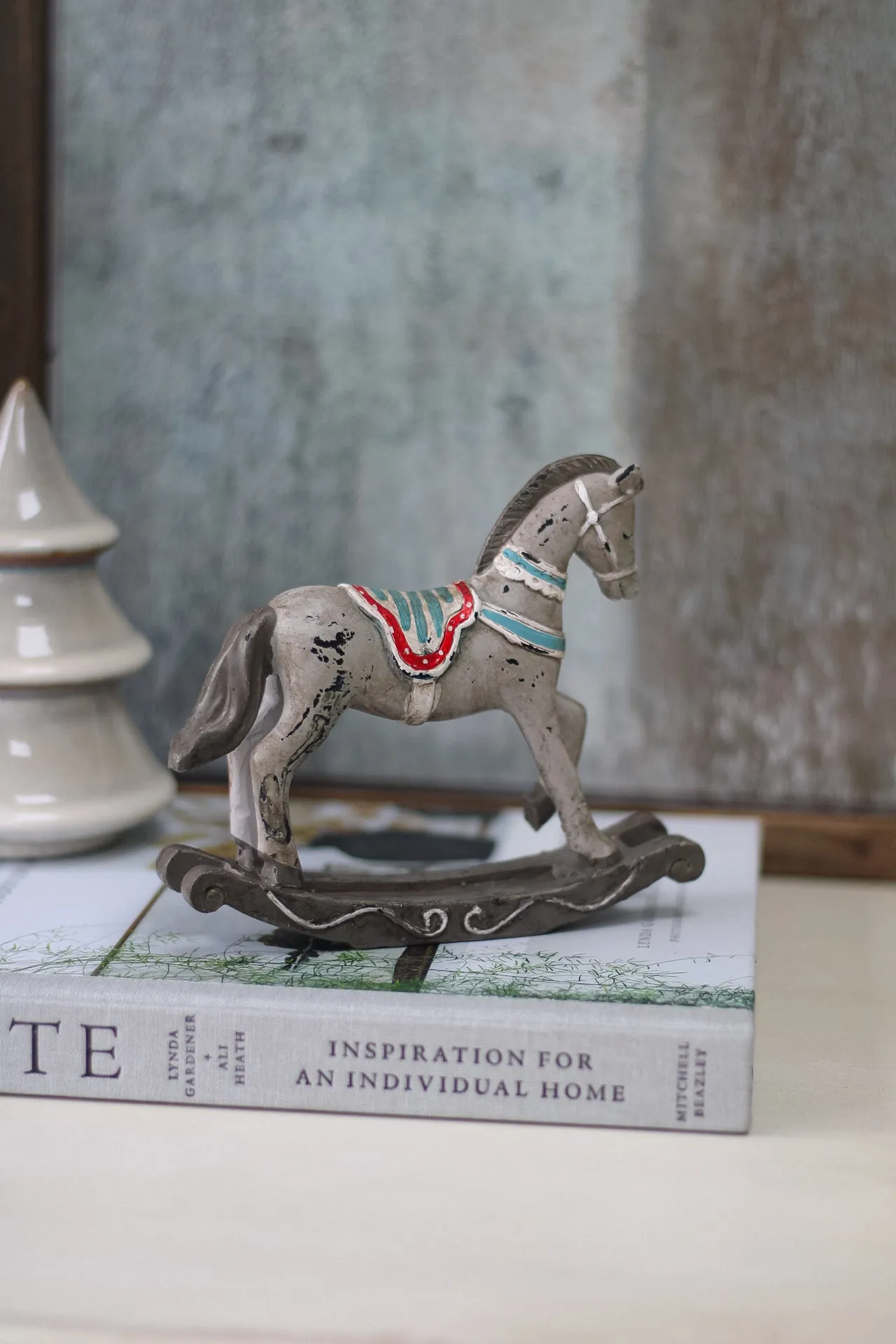 Grey Vintage Rocking Horse Ornament