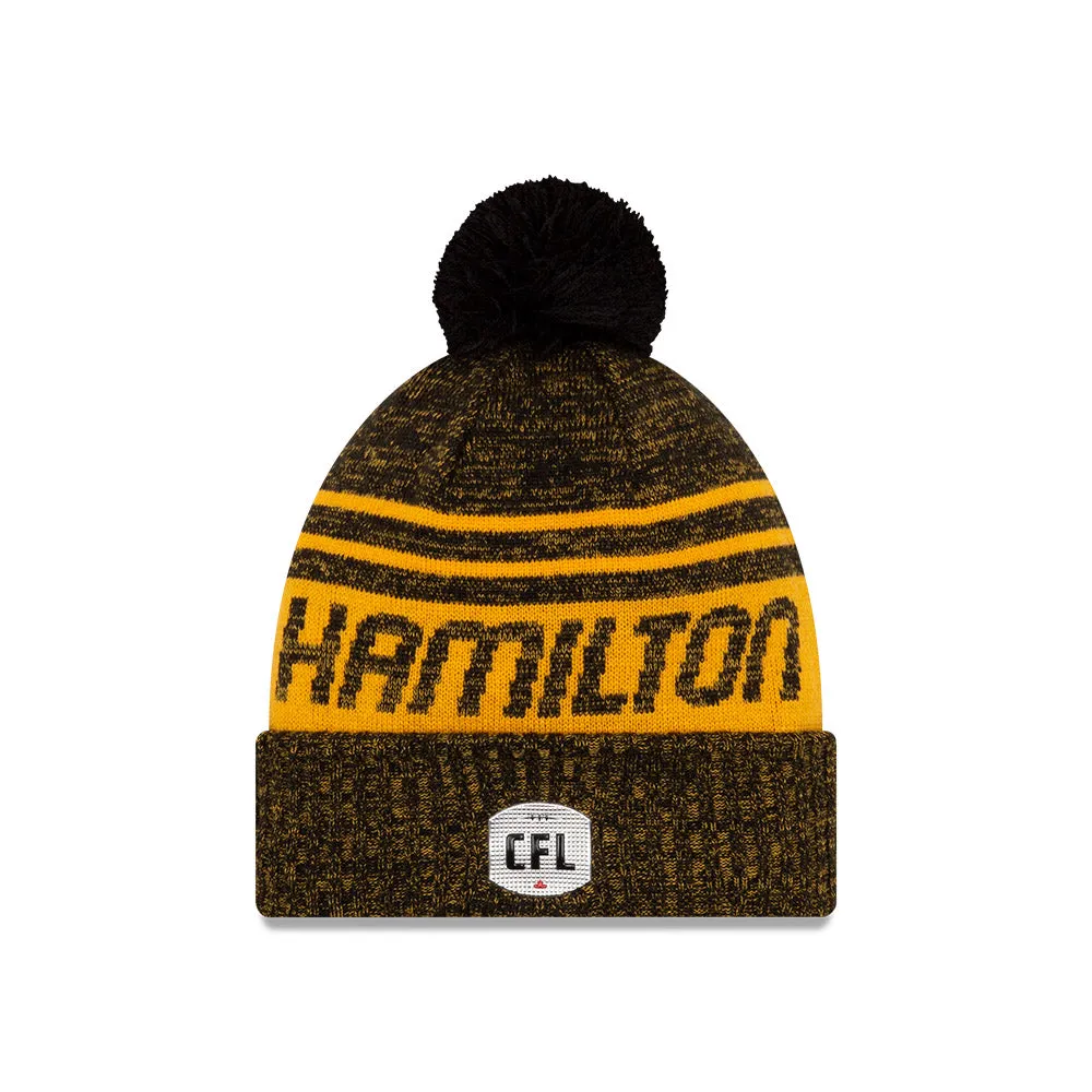 Hamilton Tiger-Cats New Era CFL Football Sideline Sport Official Pom Cuffed Knit Hat