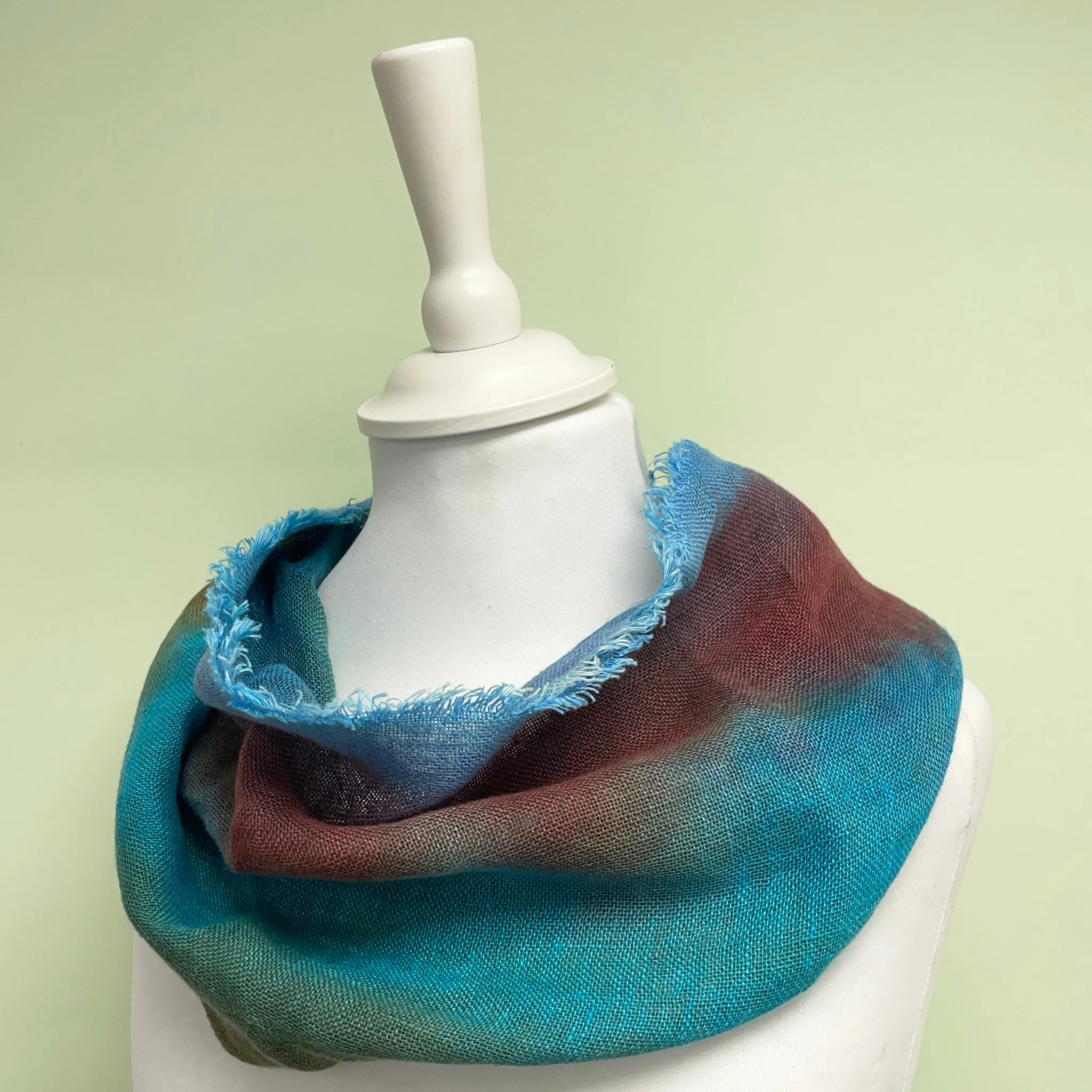 Hand dyed linen loop scarf 1