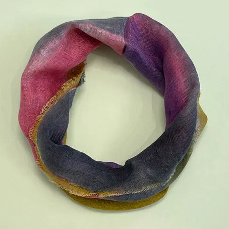 Hand dyed linen loop scarf 7