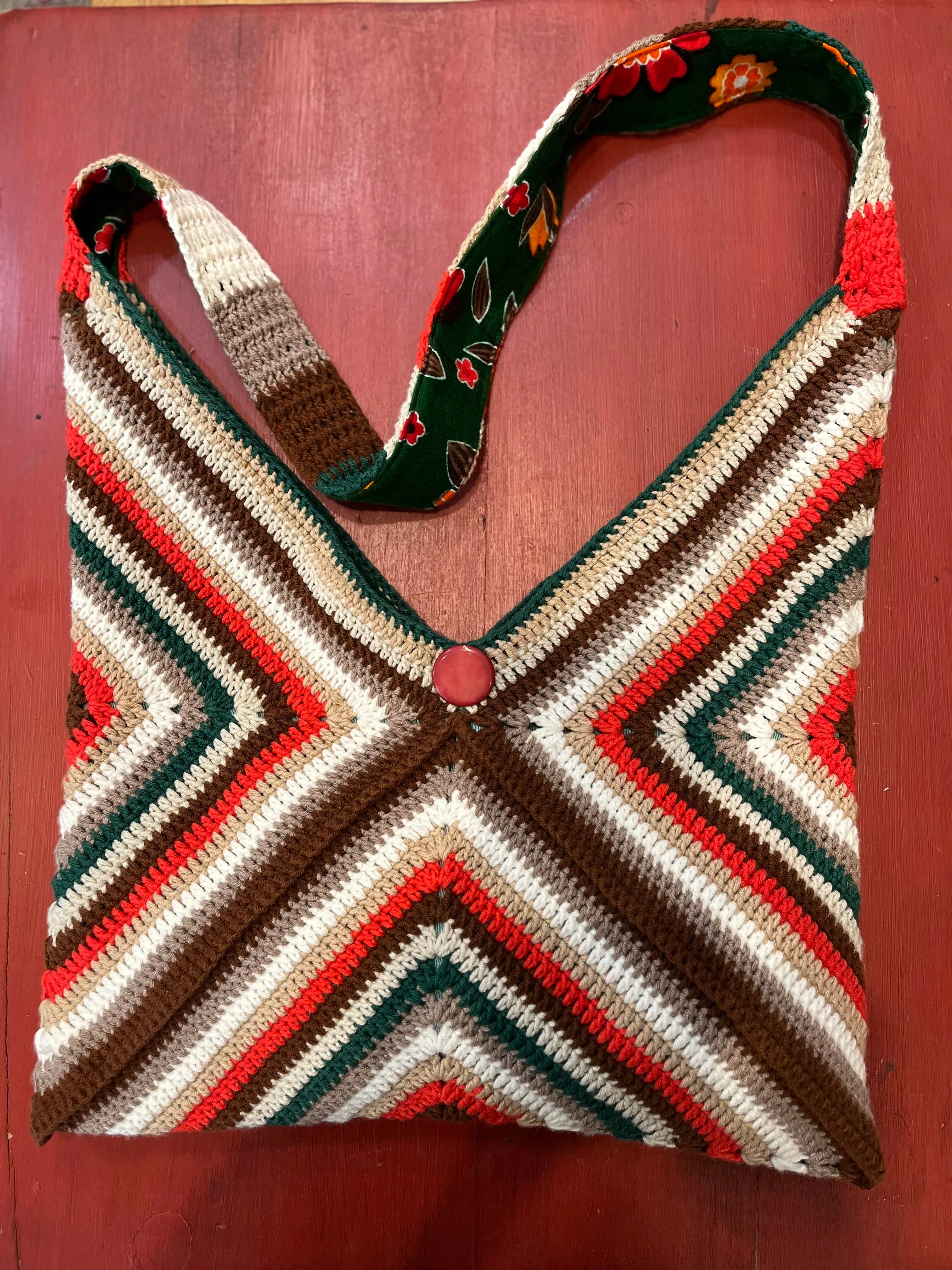 Hand Knitted Crossbody Bag Brown