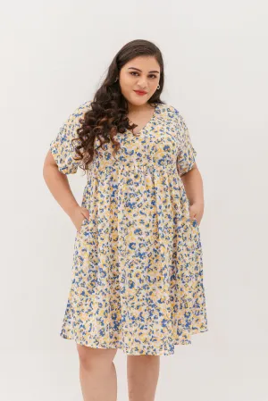 Hannah Babydoll Dress In Yellow-Blue