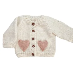 Heart Cardigan - Blush