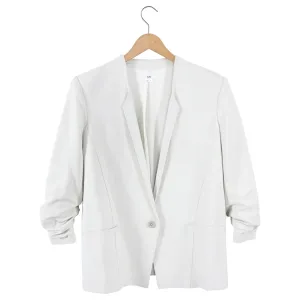 Helmut Lang Bone Grey Blazer with Gathered Sleeves - 2 / 4