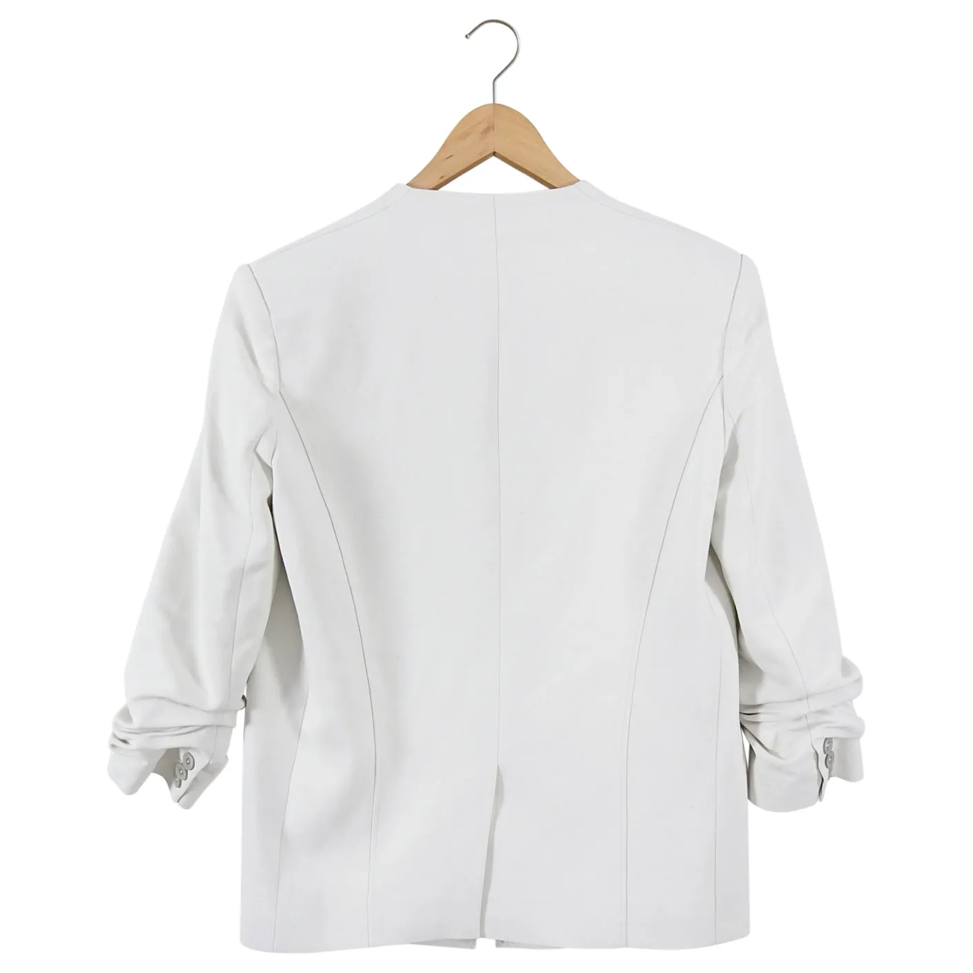 Helmut Lang Bone Grey Blazer with Gathered Sleeves - 2 / 4