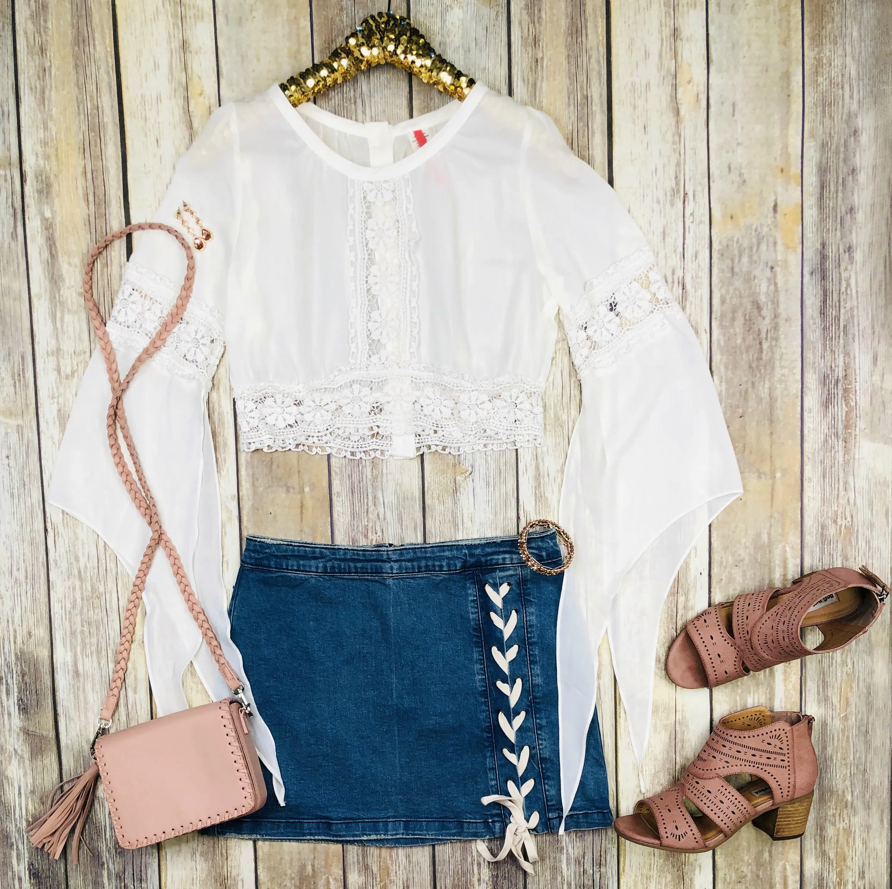 Here I Am Cropped Top: Ivory