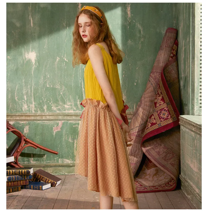 JAM PRINCESS ASYMMETRIC POLKA DOT TULLE DRESS