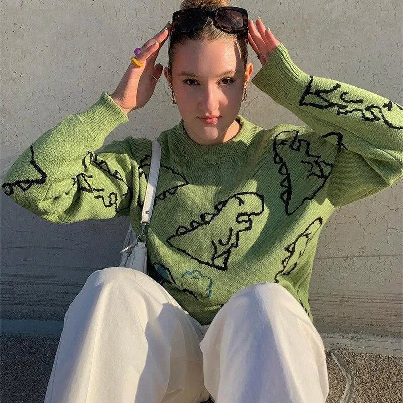 Jinquedai Dinosaur Knitted Sweater