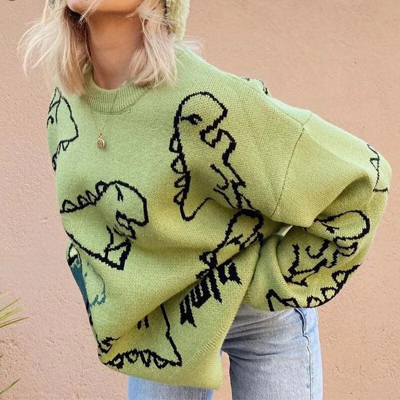 Jinquedai Dinosaur Knitted Sweater