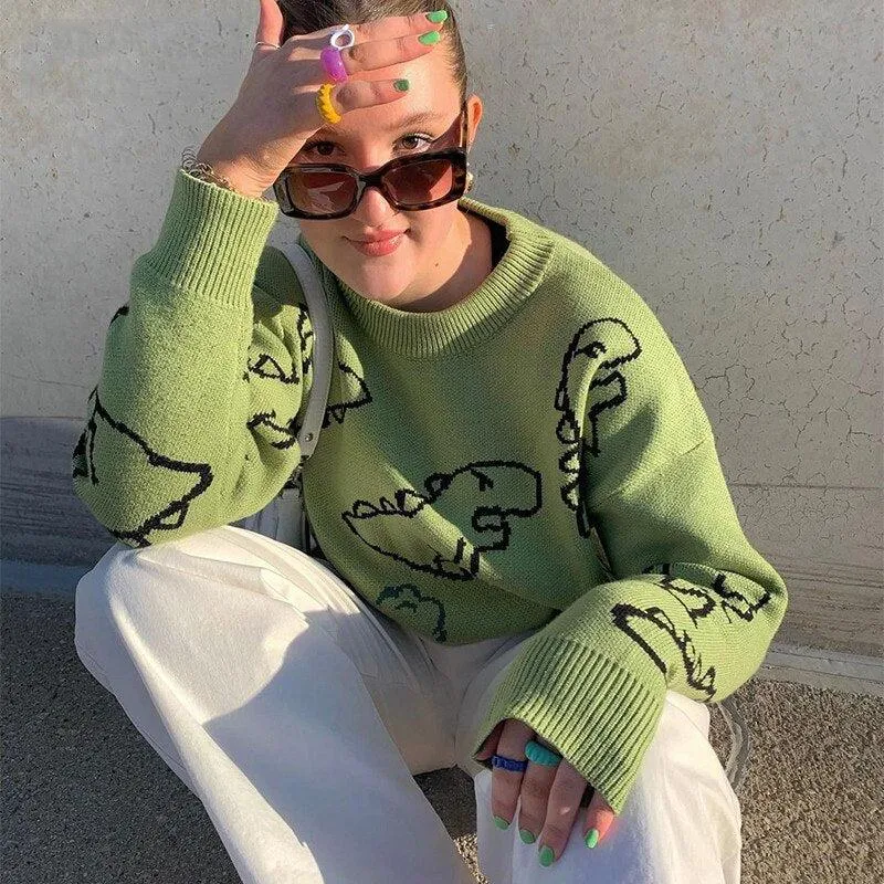 Jinquedai Dinosaur Knitted Sweater