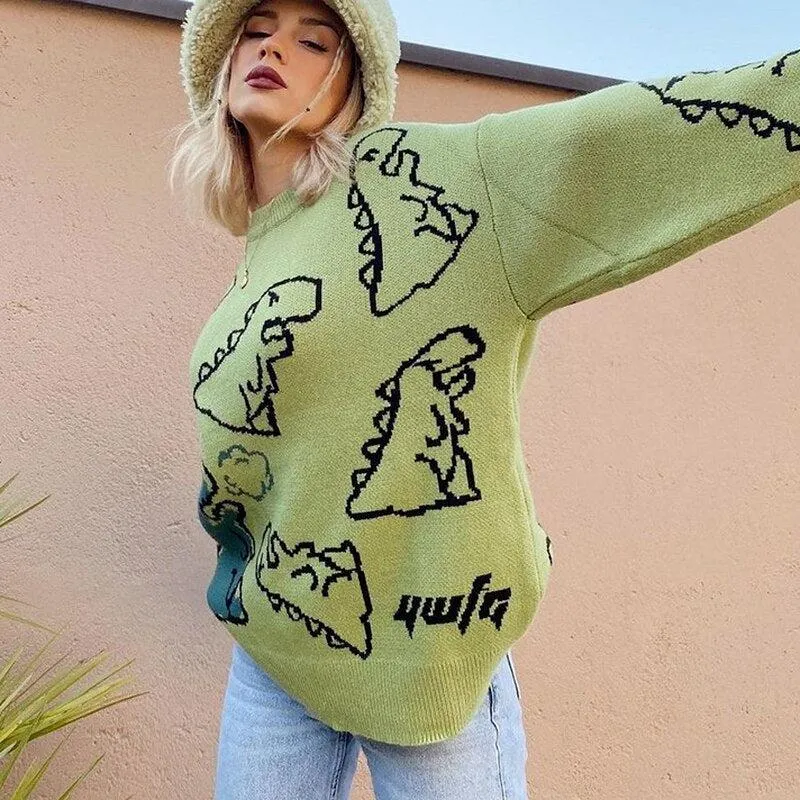 Jinquedai Dinosaur Knitted Sweater