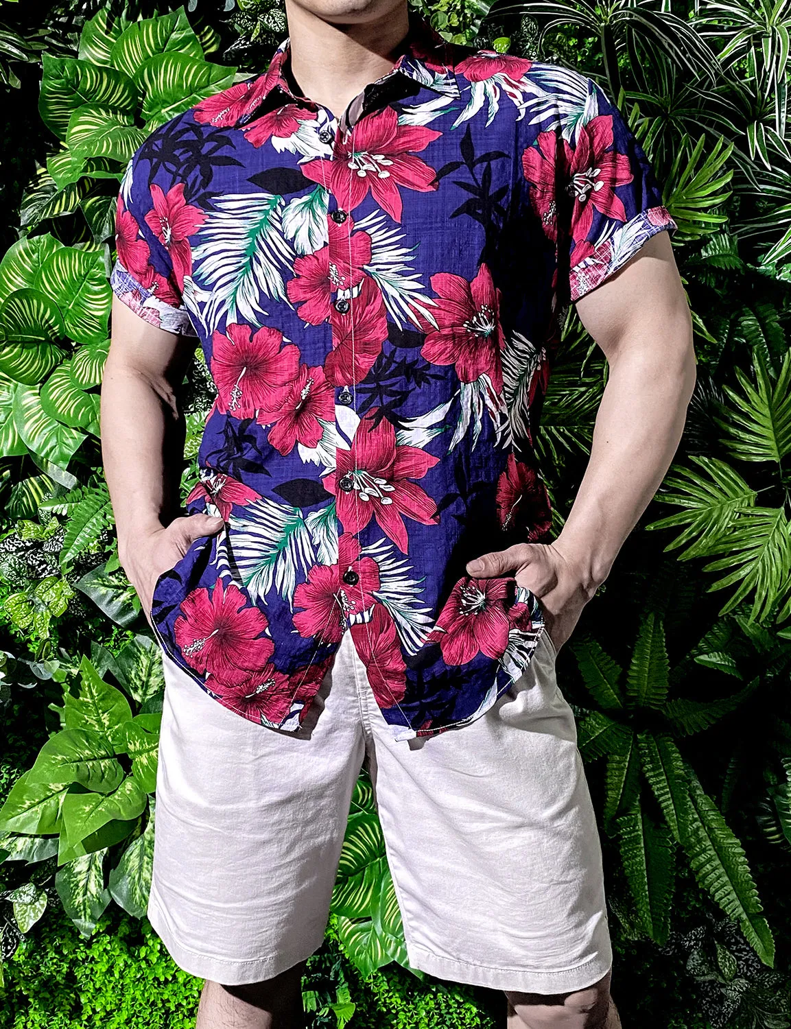 JOGAL Men's Flower Casual Button Down Short Sleeve Hawaiian Shirt