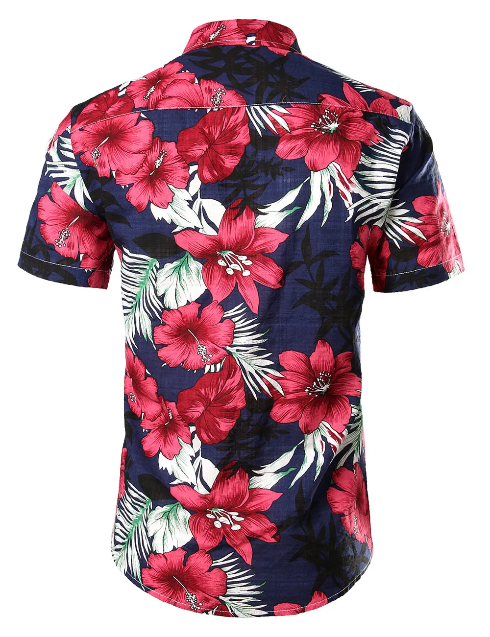 JOGAL Men's Flower Casual Button Down Short Sleeve Hawaiian Shirt