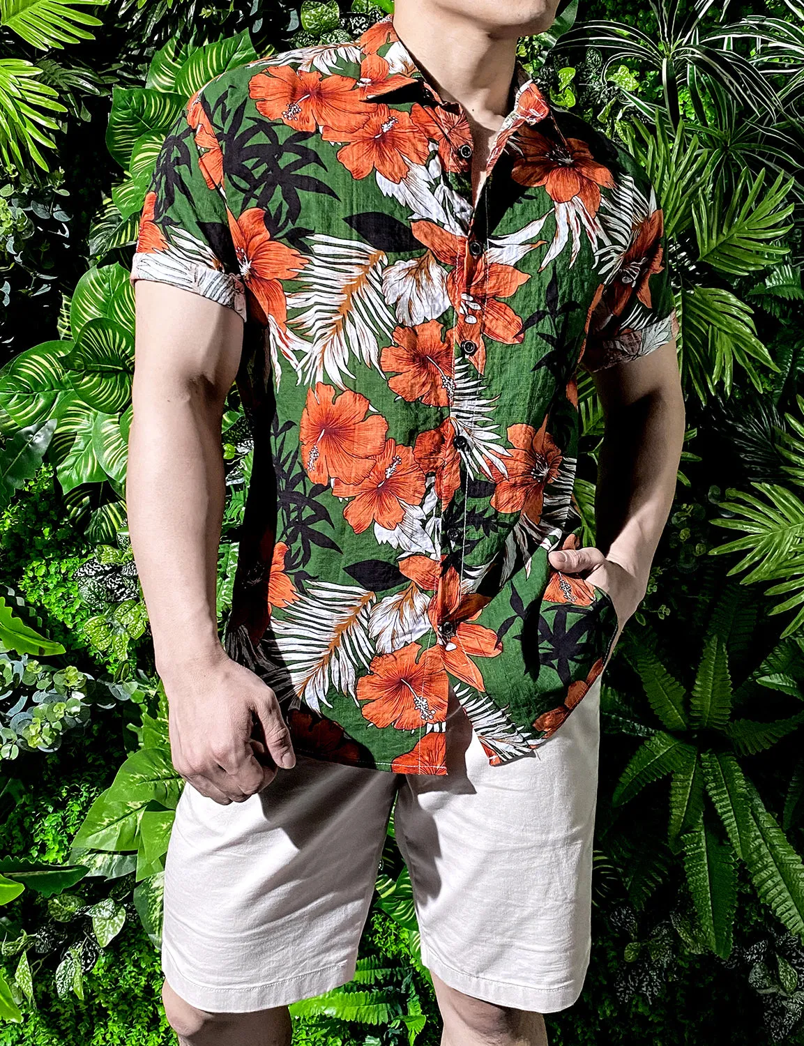 JOGAL Men's Flower Casual Button Down Short Sleeve Hawaiian Shirt