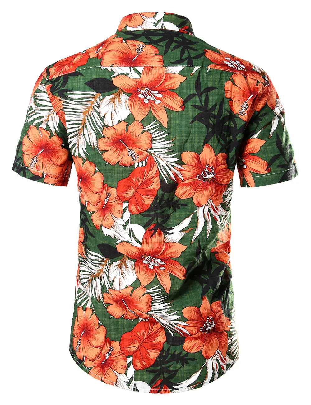 JOGAL Men's Flower Casual Button Down Short Sleeve Hawaiian Shirt