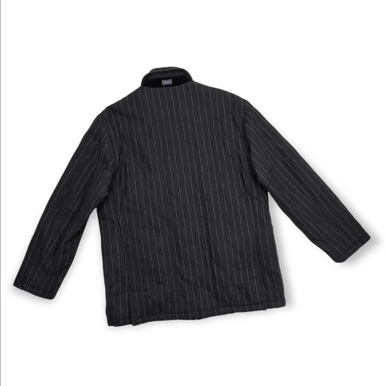 JOOP Men's Outerwear Warm Wool Jacket Coat Black Pinstriped Size Medium Polyester