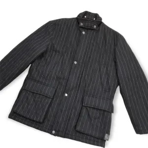 JOOP Men's Outerwear Warm Wool Jacket Coat Black Pinstriped Size Medium Polyester