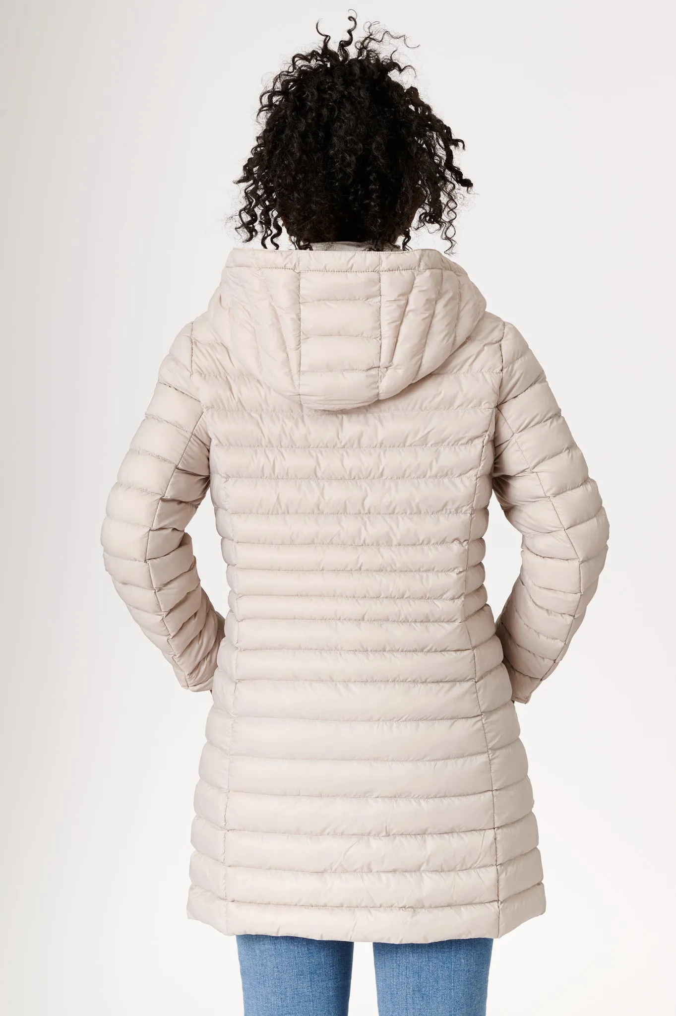 Julie Vegan Down Coat | Linen & Off White
