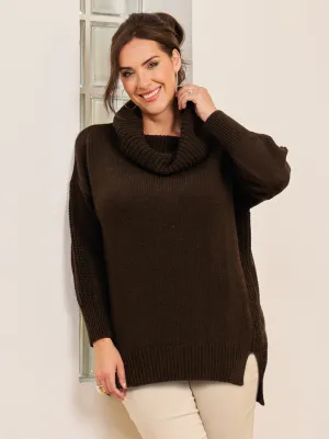 Keira Cowl Neck Jumper - Chocolate