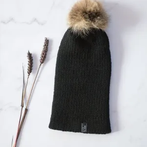 Knit Beanie - Lynx Fur Pom