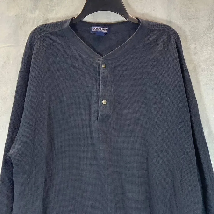 LANDS' END Men's Navy Regular-Fit Henley Long-Sleeve Shirt SZ XL