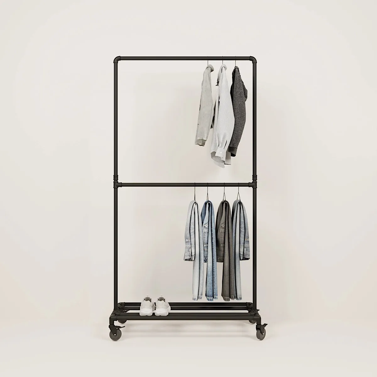 LAS ROLL – Rolling garment rack | Wardrobe rack on wheels | Rolling clothes rack