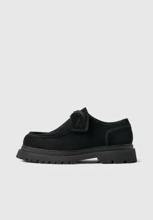 L'Atelier Suede Lace-up Shoe - Black