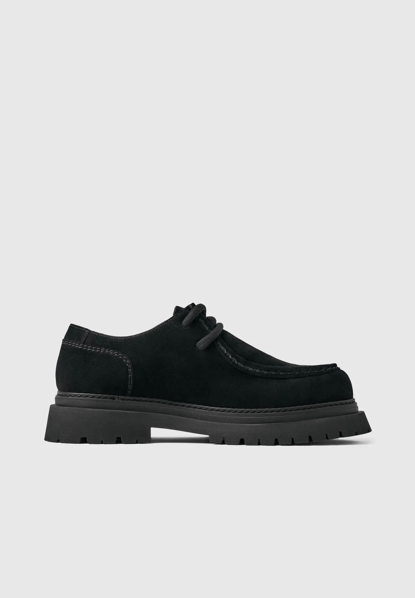 L'Atelier Suede Lace-up Shoe - Black