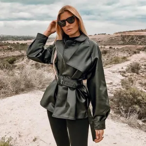 Leather Coat Locomotive Windbreaker