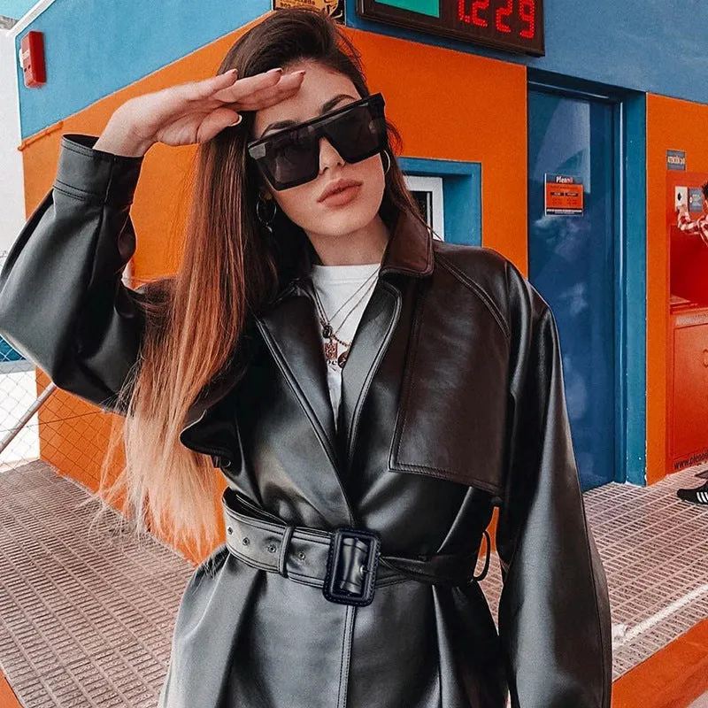 Leather Coat Locomotive Windbreaker