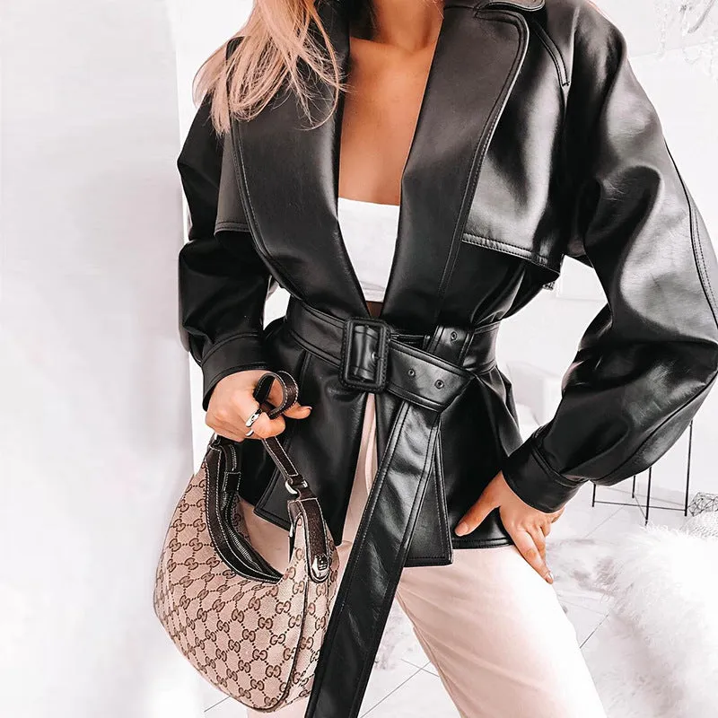 Leather Coat Locomotive Windbreaker