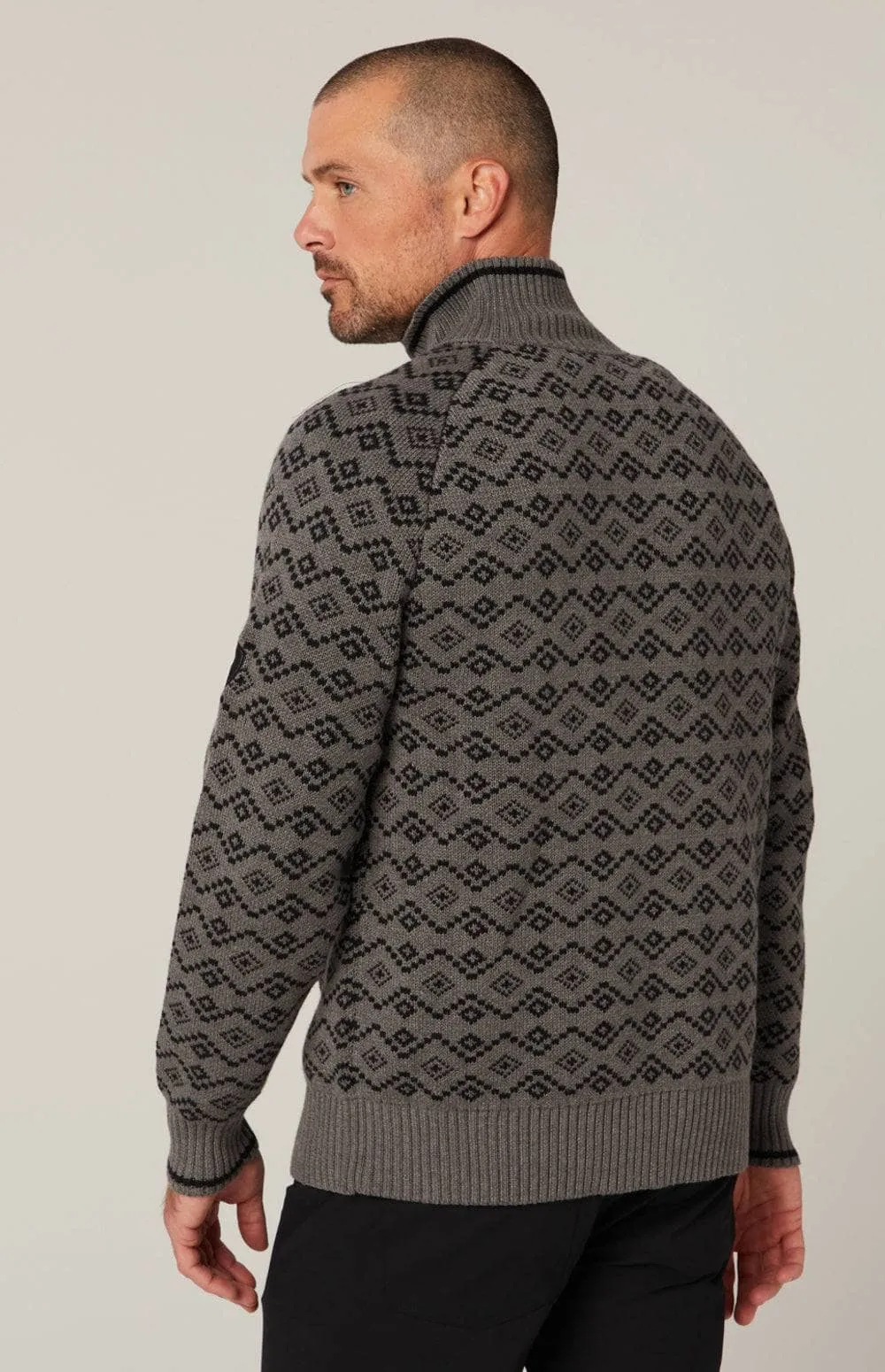 Leo Fairisle 1/2 Zip Sweater | Heather Grey