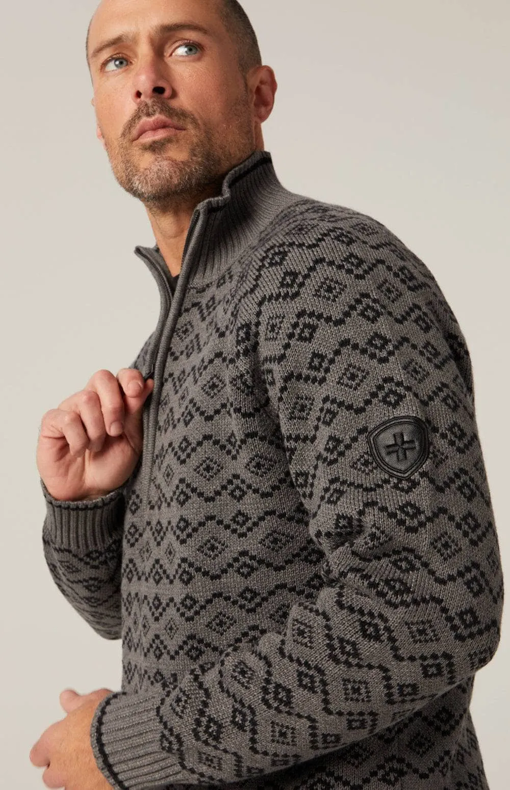 Leo Fairisle 1/2 Zip Sweater | Heather Grey