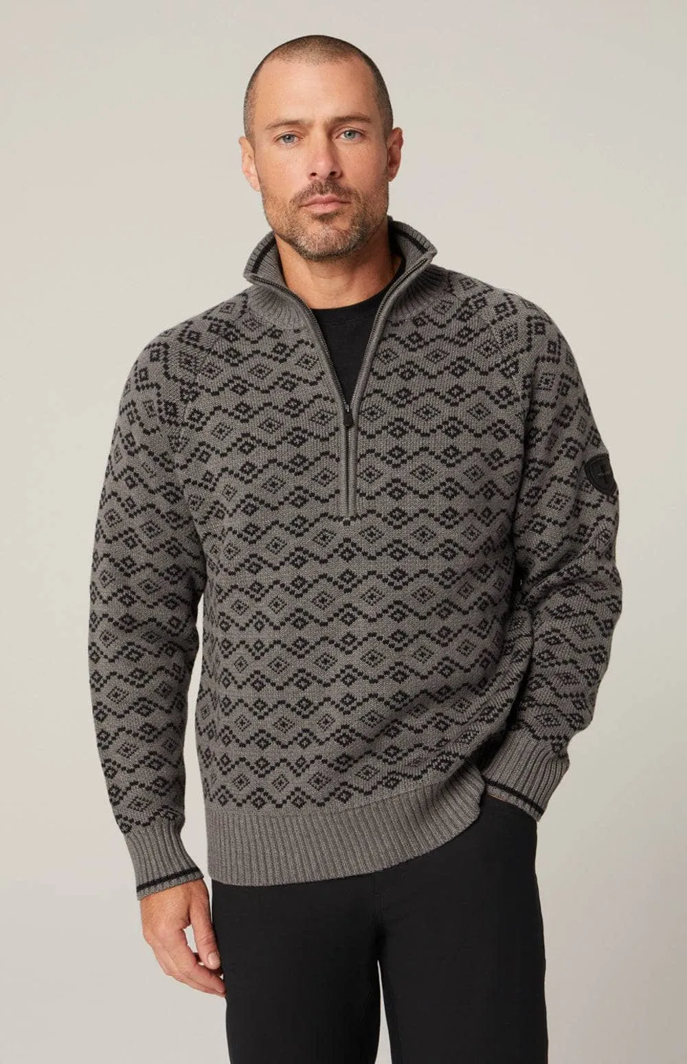 Leo Fairisle 1/2 Zip Sweater | Heather Grey