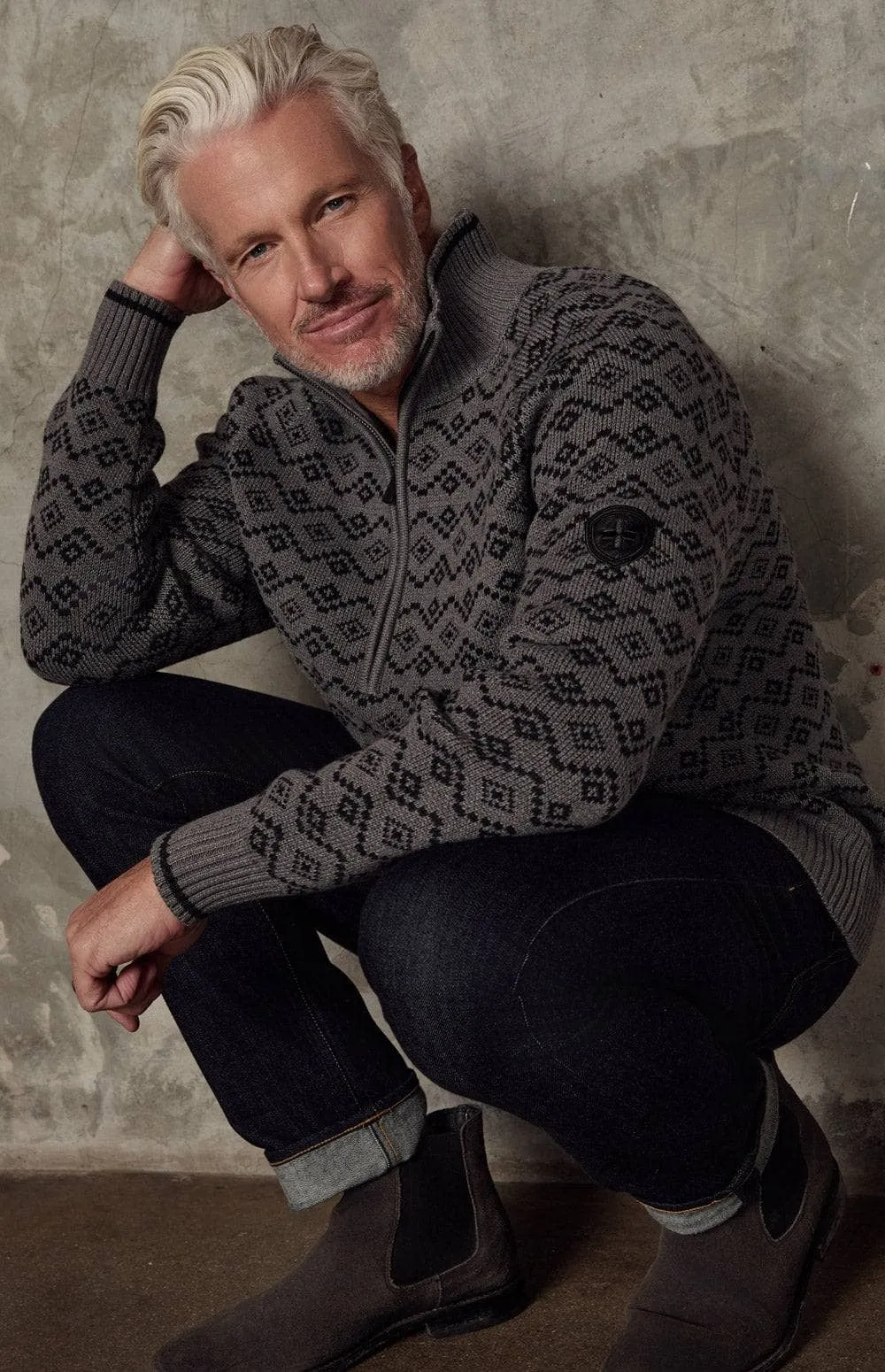 Leo Fairisle 1/2 Zip Sweater | Heather Grey