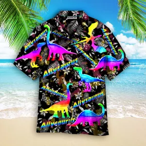 LGBT Aloha Hawaiian Shirts For Summer, Allysaurus Pride LGBT Ally Dinosaur Aloha Hawaiian Shirts For Men Women