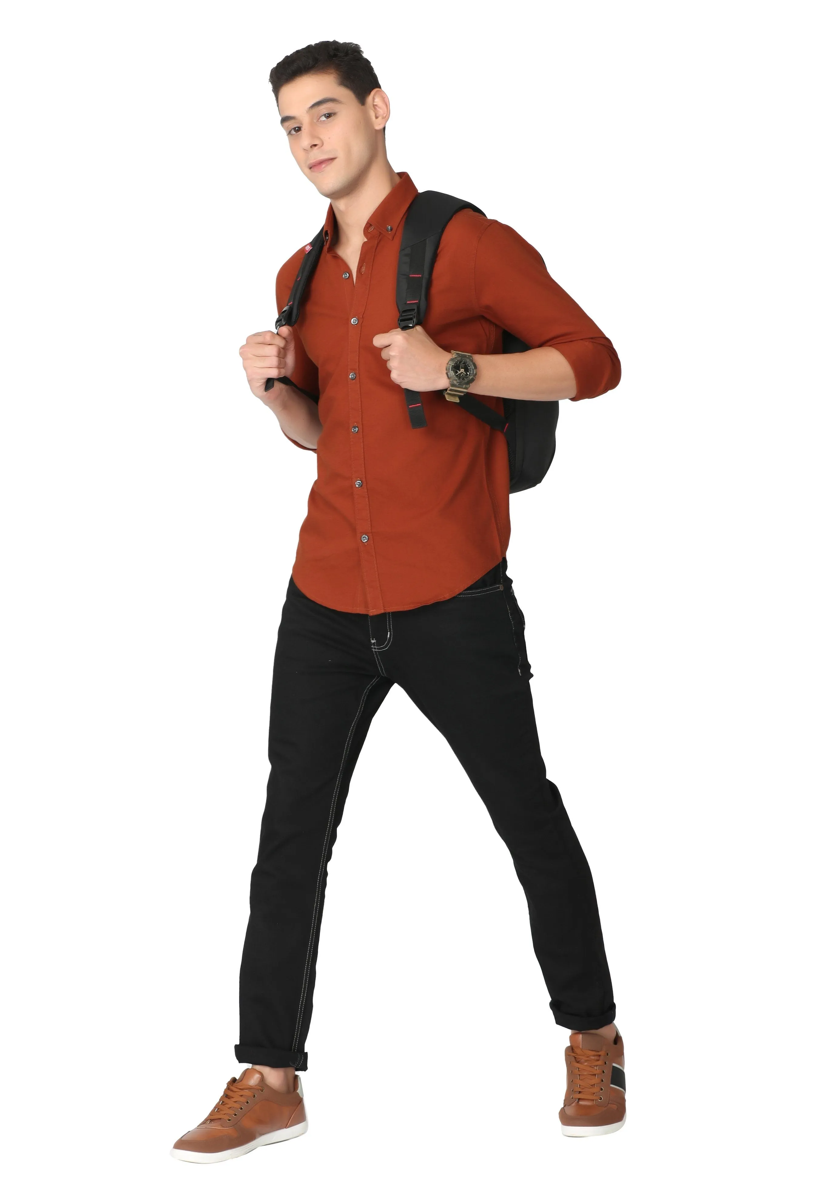 Light Maroon Oxford Casual Shirt