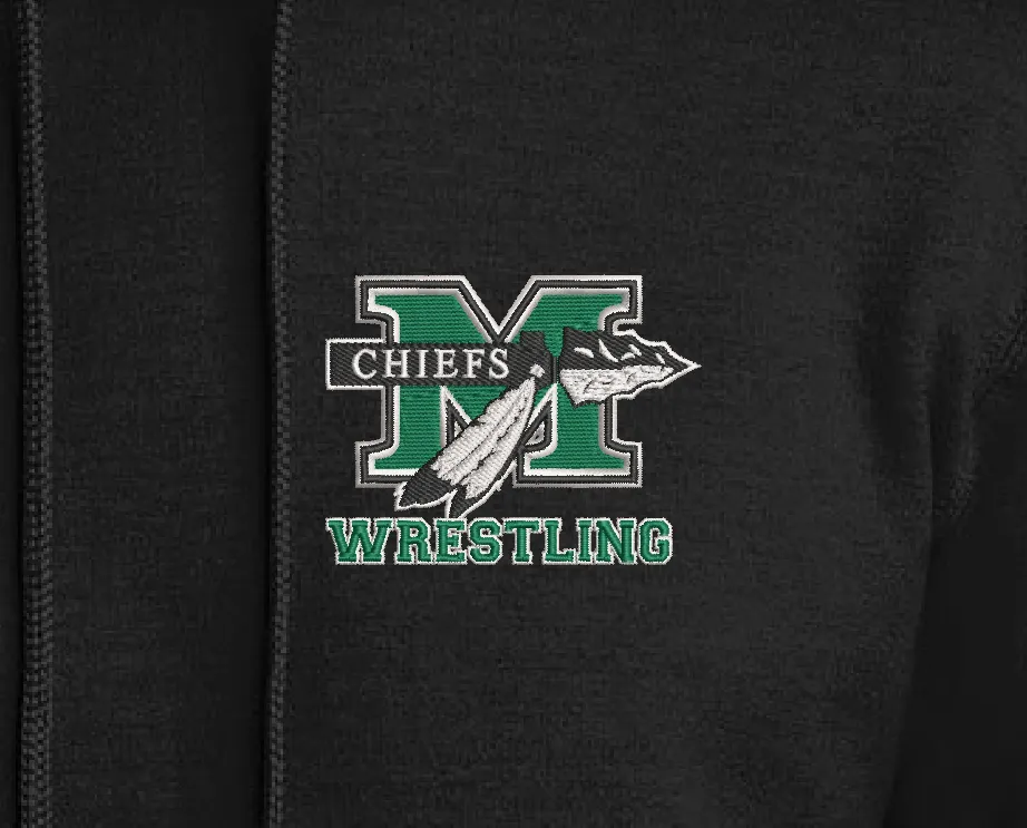 M Chiefs Wrestling - Custom Embroider Pullover Hoodie Sweater - 9.0 Oz 50/50 Cotton Poly Fleece