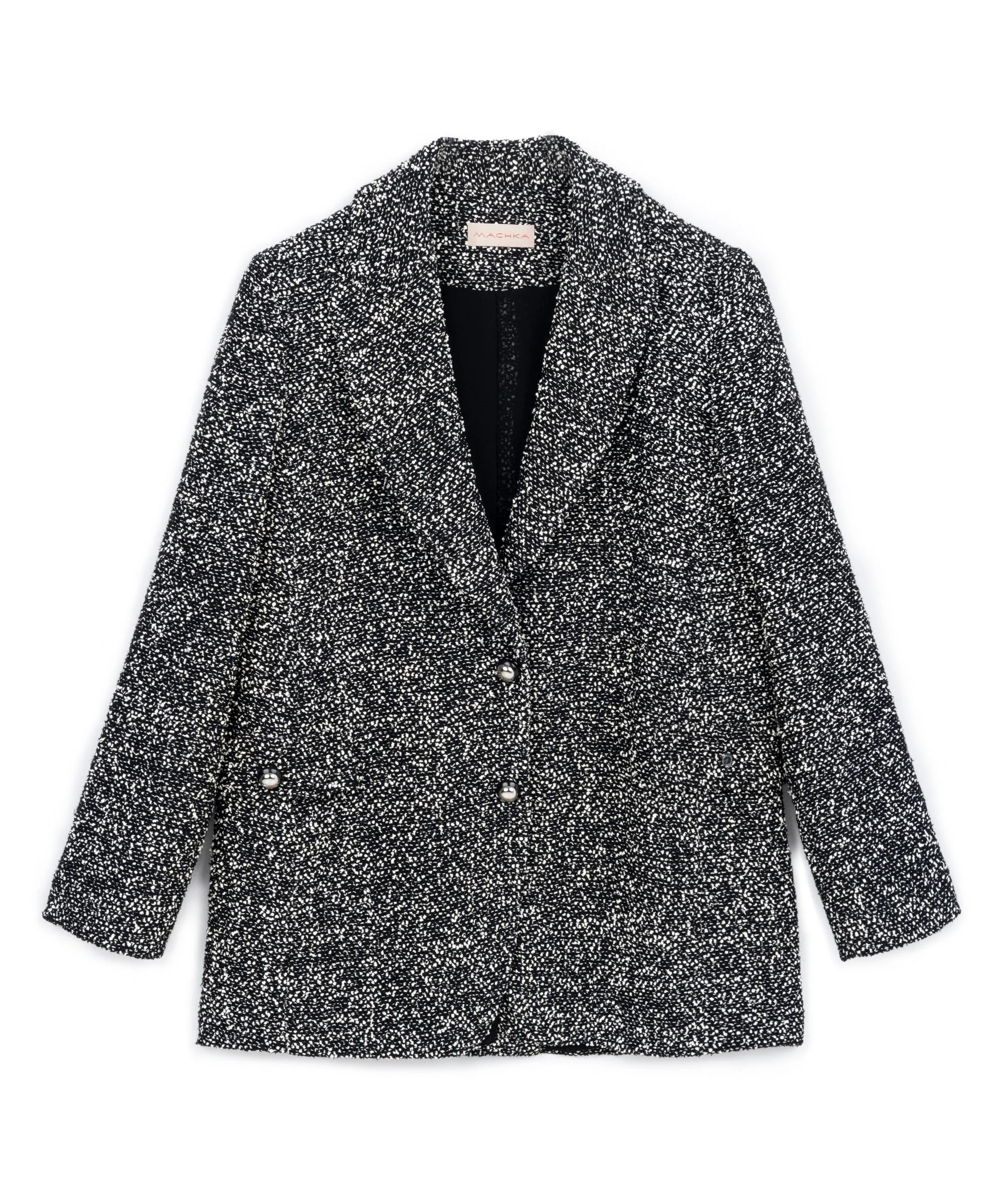 Machka Mono Collar Tweed Blazer Black