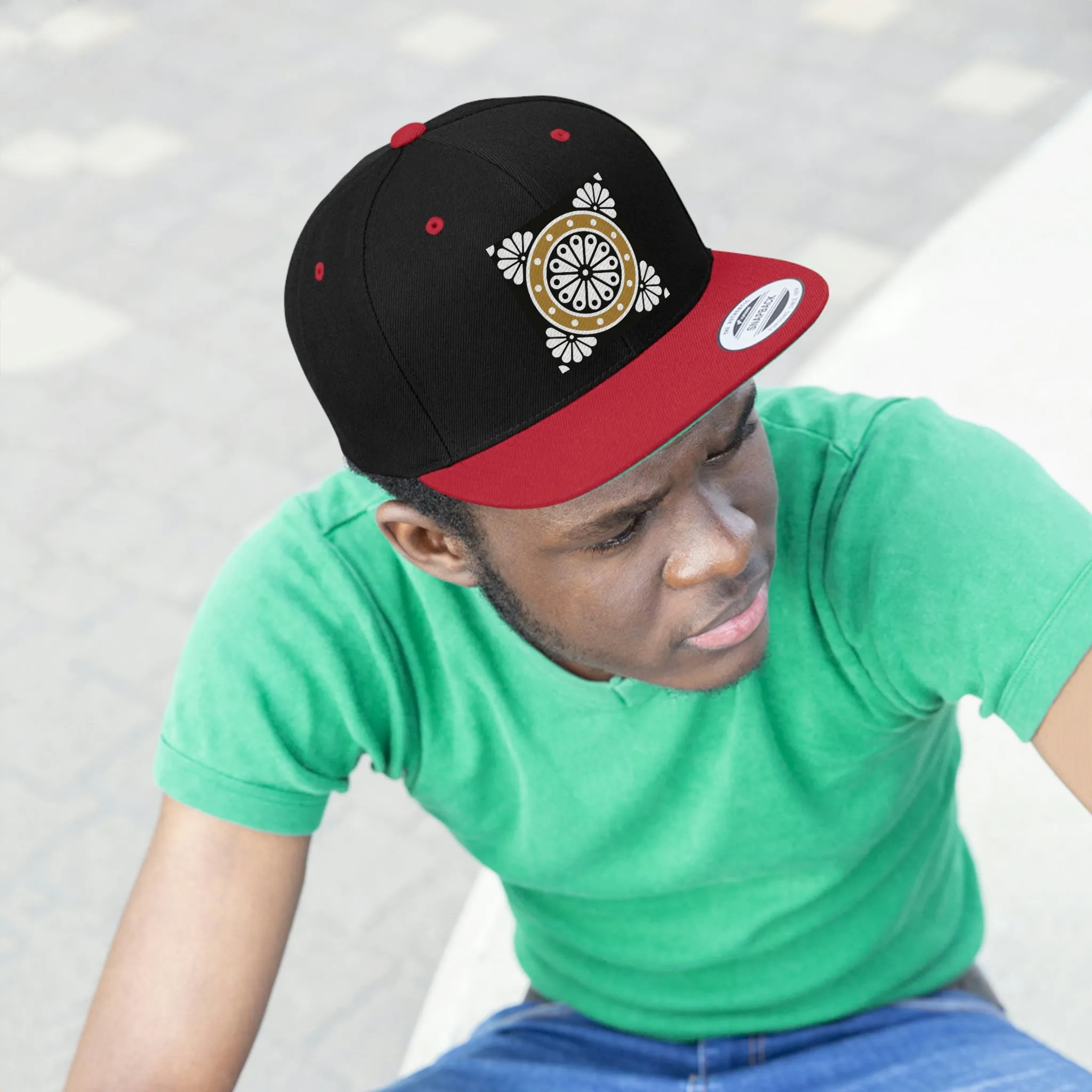 Mandala wheel Flat Bill Hat