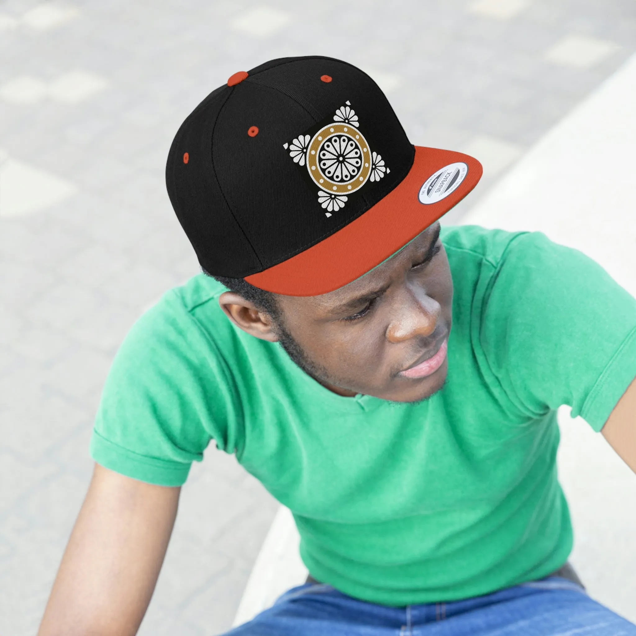 Mandala wheel Flat Bill Hat