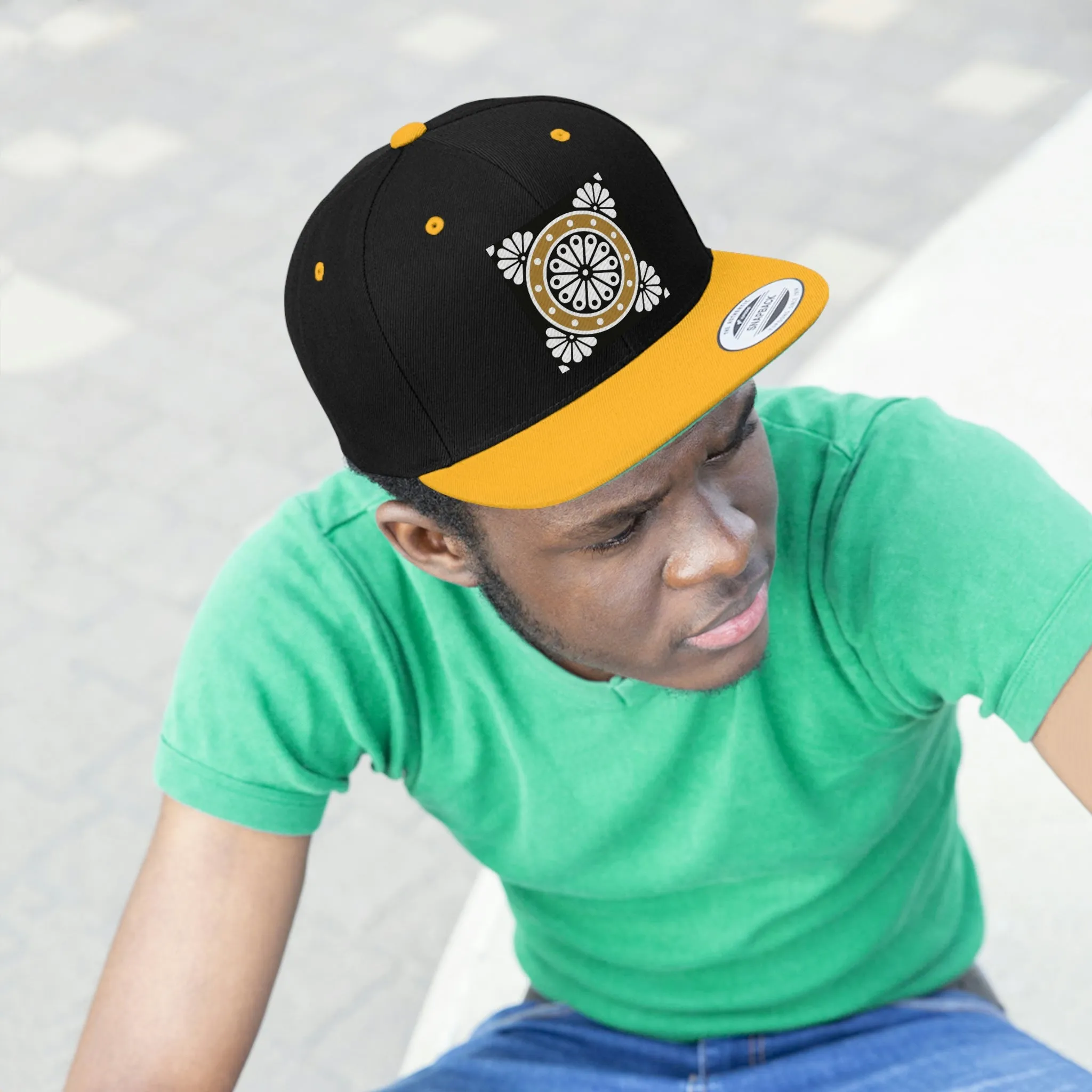 Mandala wheel Flat Bill Hat