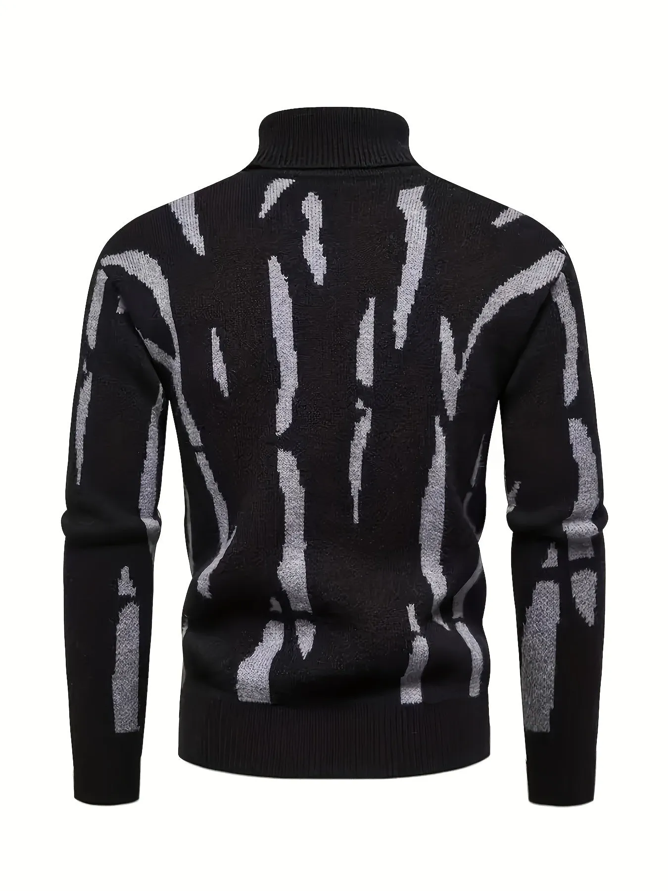 Men's Casual Knitted Turtleneck Sweater with Graffiti Print | Ideal for Autumn/Winter